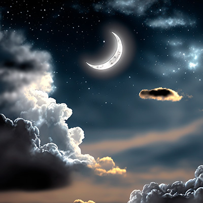 Mond mit Wolken