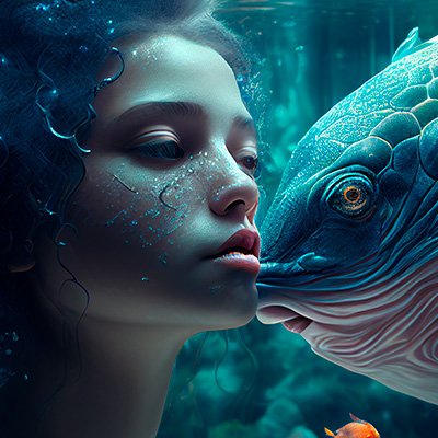 Frau und Fisch