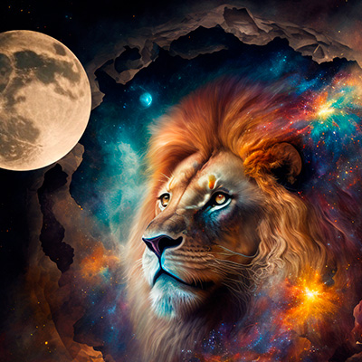 Löwe im Vollmond